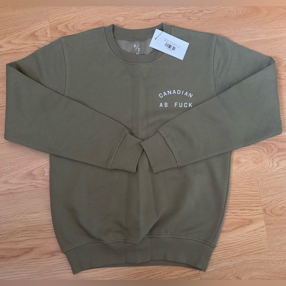 NWT Peace Collective Unisex Olive Canadian Crewneck Sweater